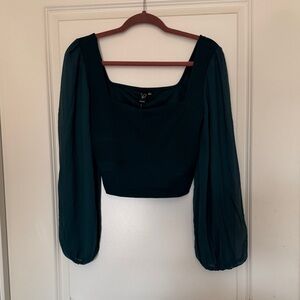 Hunter Dark Green Blouse with Square Neckline